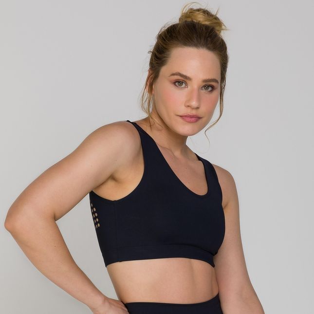 Top Nadador Bojo Removível Corte Laser Costas PRETO - FT0845TP