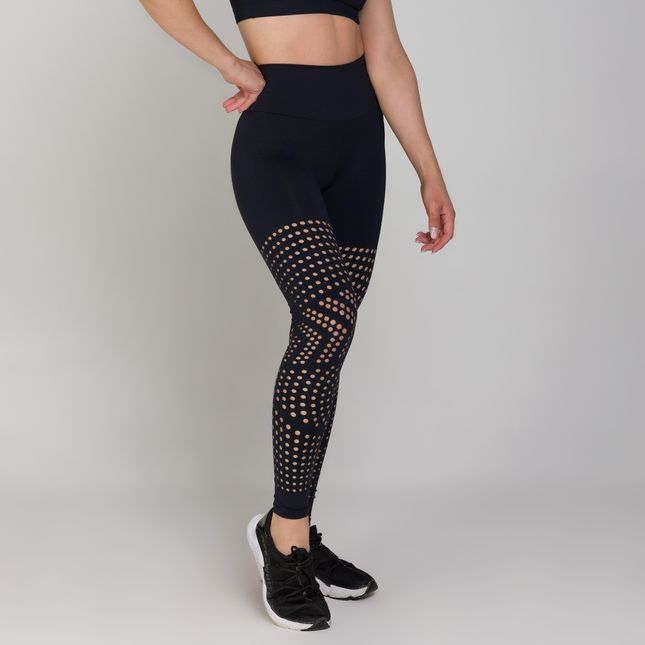 Calça Fuseau Cós Anatômico Corte Laser Laterais PRETA - FT0825CA