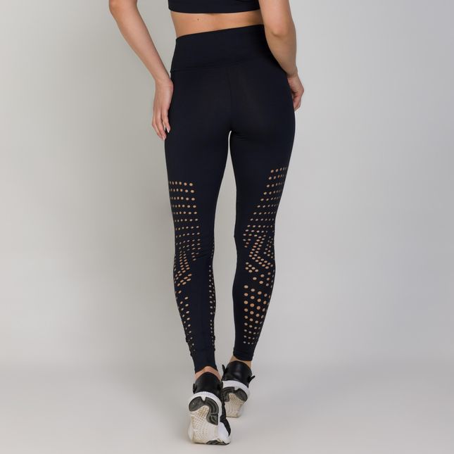 Calça Fuseau Cós Anatômico Corte Laser Laterais PRETA - FT0825CA