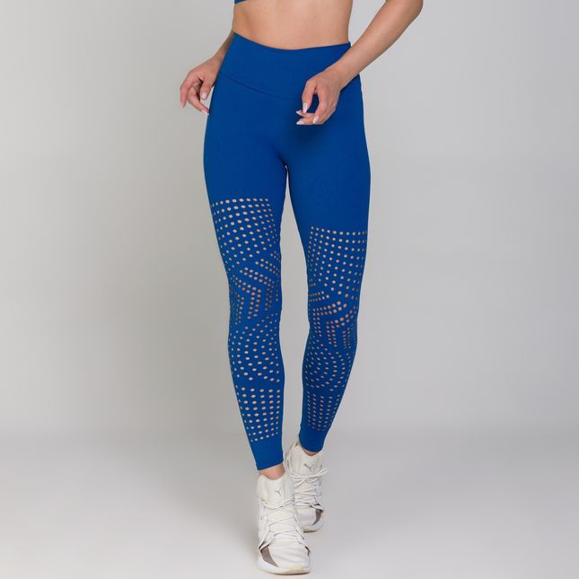 Calça Fuseau Cós Anatômico Corte Laser Laterais AZUL - FT0825CA