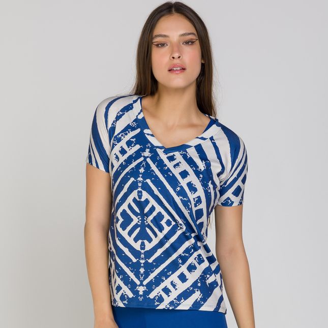 Blusa Manga Curta Decote V FT0789BL