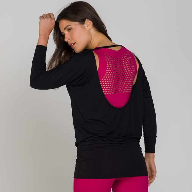 Blusa Gola Canoa e Manga Longa Silk FT0817BL