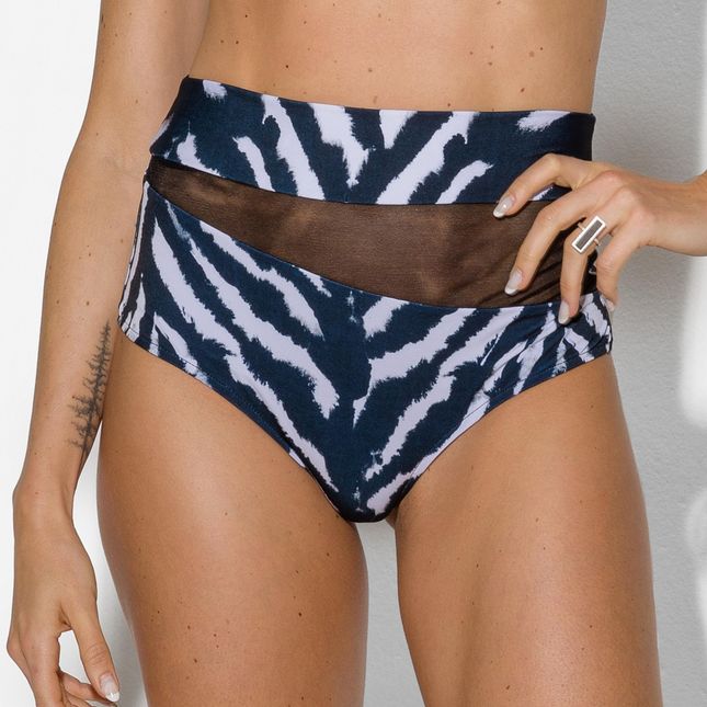 Hot Pant Estampada Fio Duplo Recorte Tule BQ0487CL