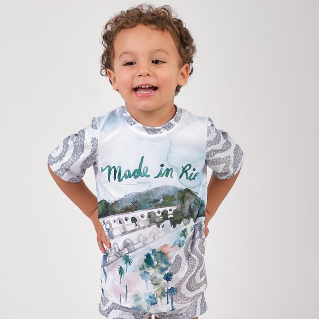 Blusa UV Manga Curta Estampada Infantil BL0404BK