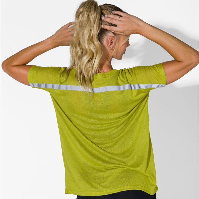 Blusa Manga Curta Decote V Detalhe Silk e Refletivo Costas FT0883BL