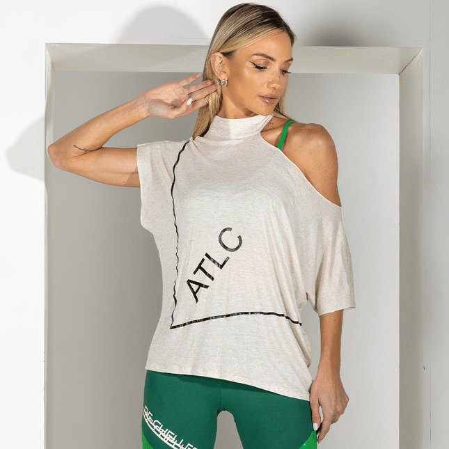 Blusa Ampla Gola um Ombro Deslocado FT0946BL