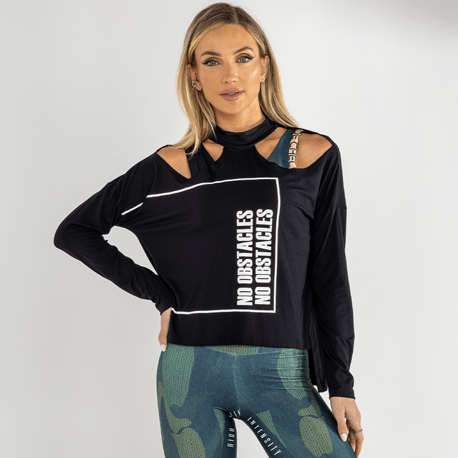 Blusa Manga Longa Ombros Vazados e Silk FT0966BL