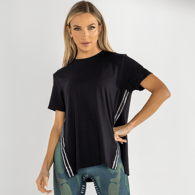 Blusa Manga Curta Fendas Laterais FT0969BL