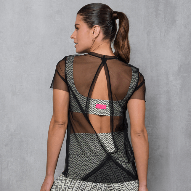Blusa manga curta verso em tule FT1020BL