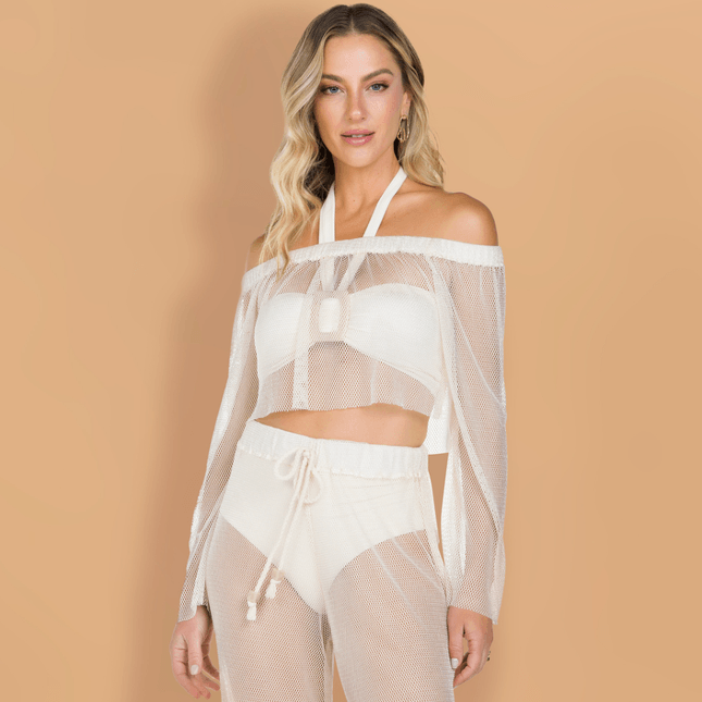Blusa de Tela Off White SP0989BQ