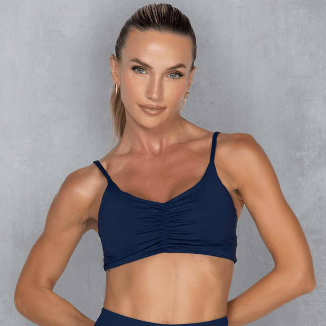 Top com Bojo Removível Azul Detalhe Franzido FT1041TP