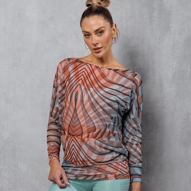 Blusa de Tule Estampado FT1072BL