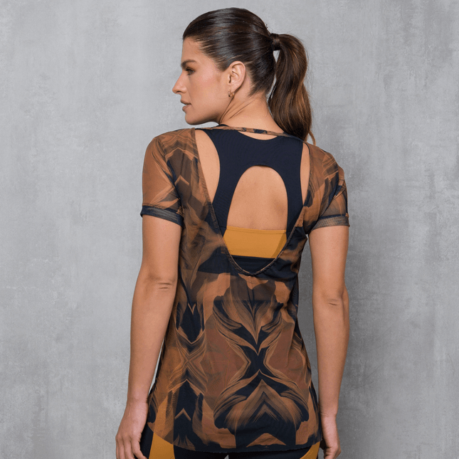 Blusa em Tule Costas Vazadas Estampada FT1121BL