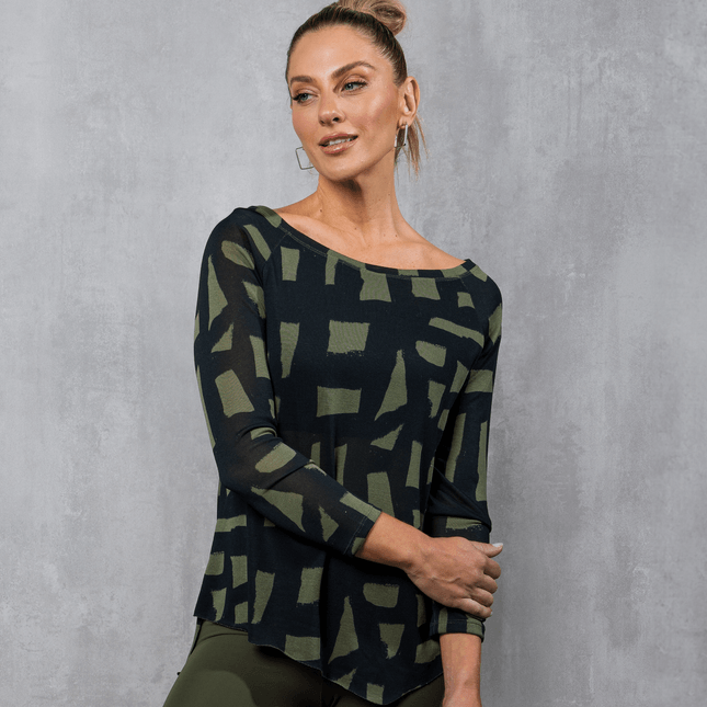 Blusa Bainha Assimétrica Estampada FT1173BL