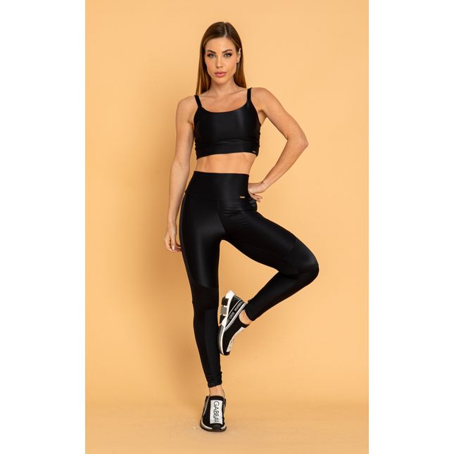 Calça Legging Textura Acetinada Preto FT1281CA