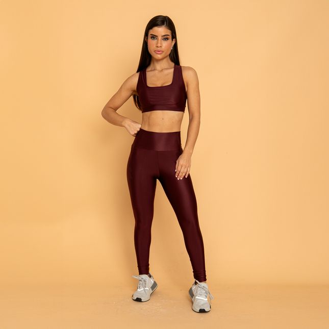 Calça Legging Acetinado Bordô Salto FT1243CA