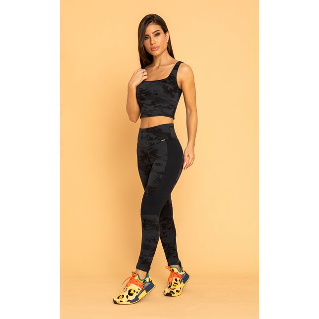 Calça Legging Recortes Horizontais Preto Touch FT1234CA