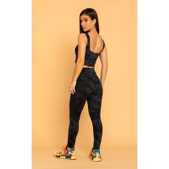 Calça Legging Recortes Horizontais Preto Touch FT1234CA