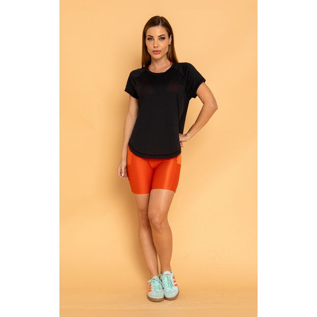 Blusa Manga Curta Raglan Preta Touch FT1220BL