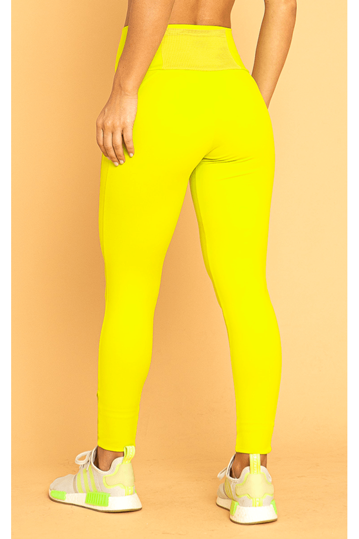 Bombshell Sportswear ボムシェルレギンス　XS　イエロー Calça Legging com Bolso Coleção Carambola Moda Fitness