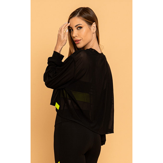 Blusa Manga Longa Tule Match Point FT1263BL
