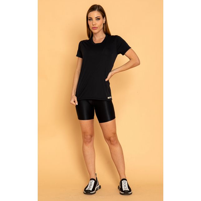 Blusa Básica Preta Manga Curta Supra FT1277BL