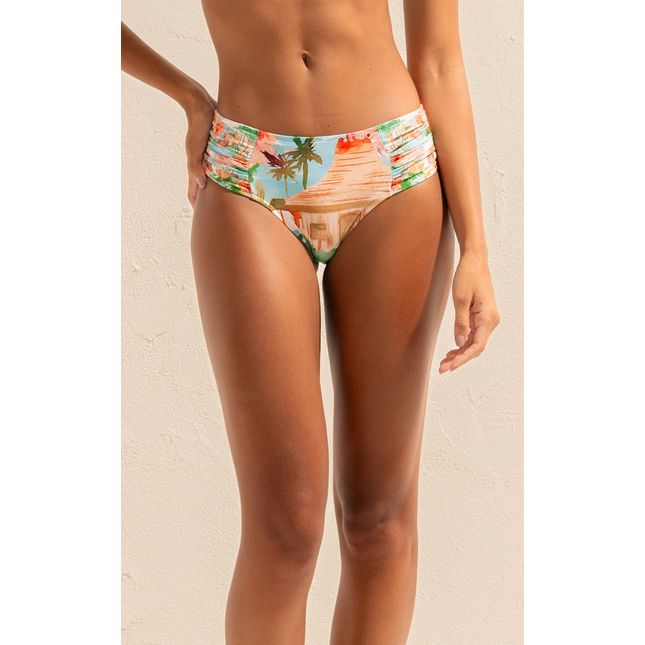 Calça Biquini Larga Recorte Drapeado Miragem BQ1508CL