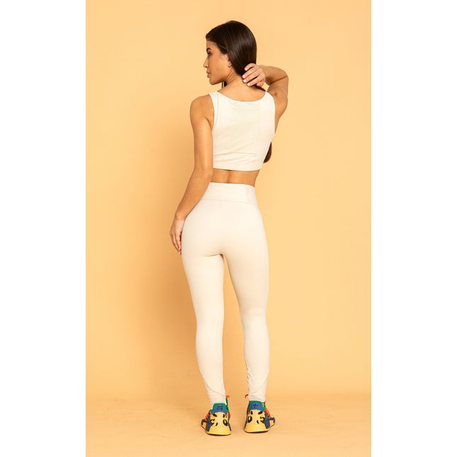Calça Legging Recortes Laterais Areia Touch FT1237CA