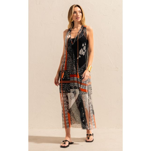 Vestido Longo Tule Maré Quente SP1381BQ