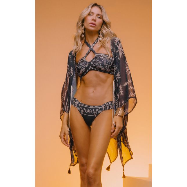 Top Biquini Meia Taça + Calça Biquini Drapeada Areia do Tempo
