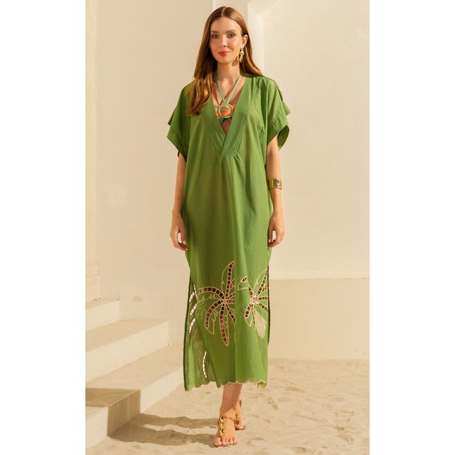 Vestido Longo Voil Bordado Sol Poente SP1398BQ