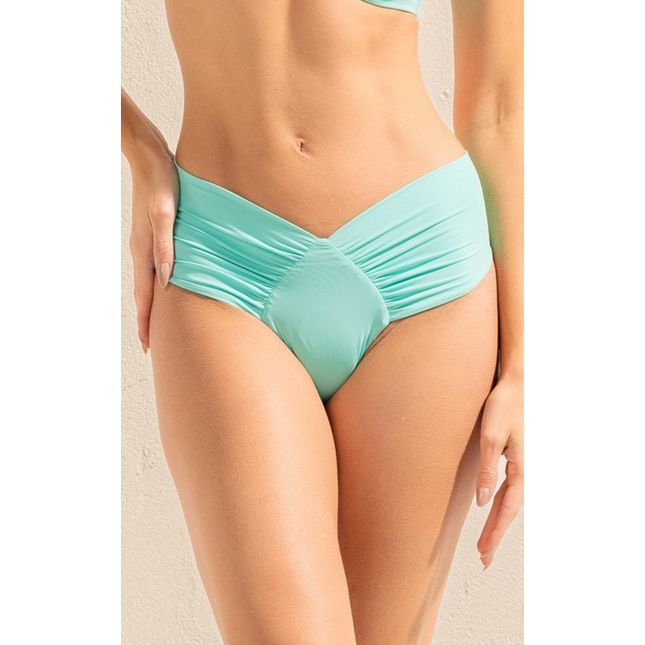 Calça Biquíni Larga Drapeada Fio Basic Bikini BB2003CL Azul Caribe