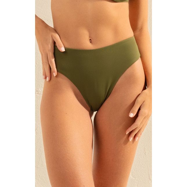 Calça Biquíni Alta Fio Basic Bikini BB2007CL Verde Musgo