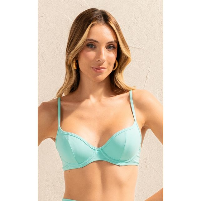 Top Bíquini Meia Taça Aro Basic Bikini BB1009SU Azul Caribe