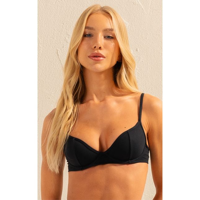 Top Bíquini Meia Taça Aro Basic Bikini BB1009SU Preto