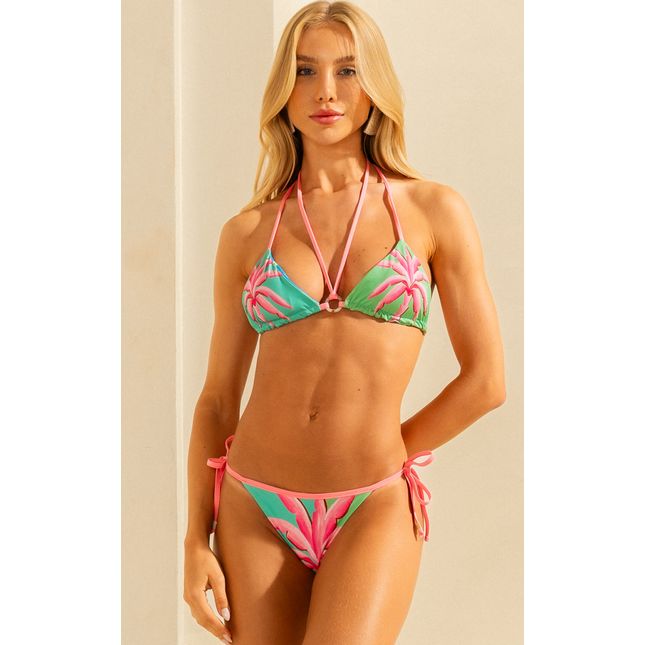 Top Biquini Cortininha + Calça Biquini Lacinho Dupla Face Oásis Secreto