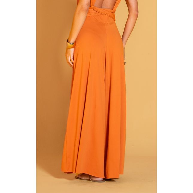 Calça Pantalona Lisa Cós com Elástico BB4001CA Laranja Índia
