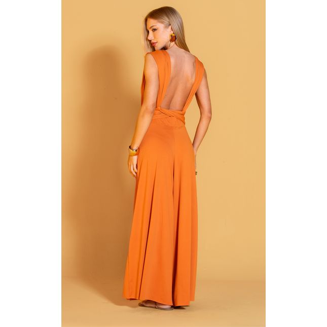 Maiô Multi Amarrações + Calça Pantalona com Elástico - Laranja
