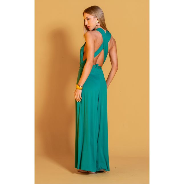 Maiô Multi Amarrações + Calça Pantalona com Elástico - Verde Malaquita