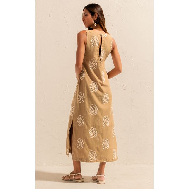 Vestido Longo Bordado Dunas de Ouro  SP1523BQ