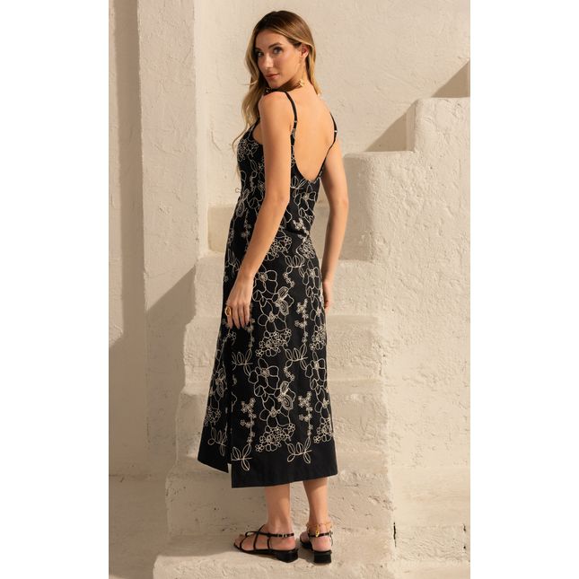 Vestido Midi Bordado Algodão Alma Floral  SP1442BQ