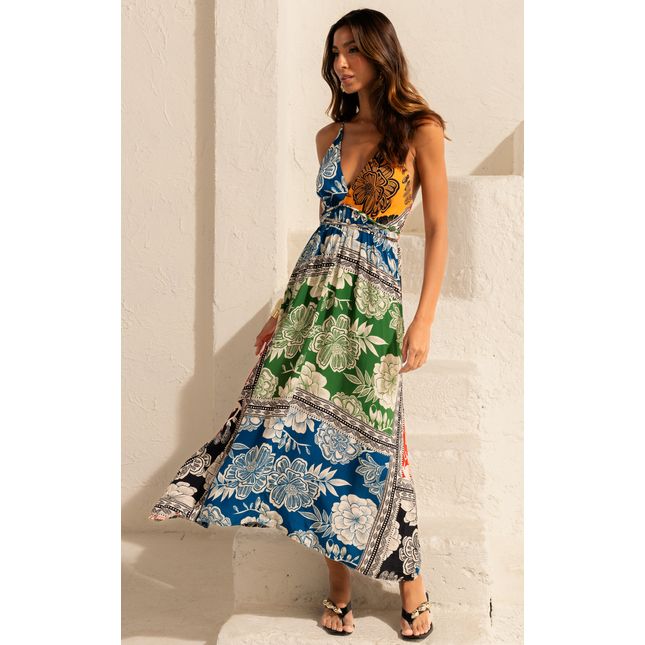 Vestido Longo Viscose Alma Floral SP1549BQ