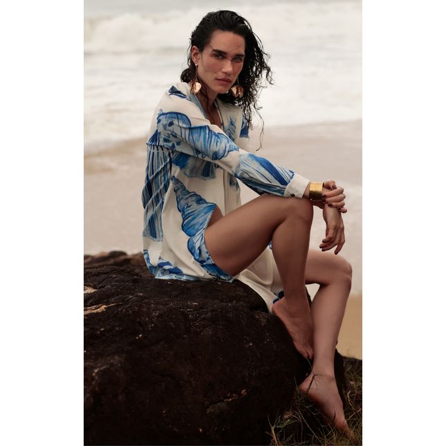 Saída de Praia Midi Crepe Dança das Ondas  SP1621BQ