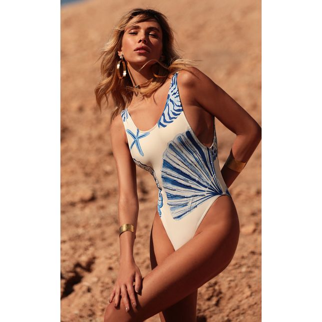 Maiô Básico Pedraria Dança das Ondas MA1620BQ