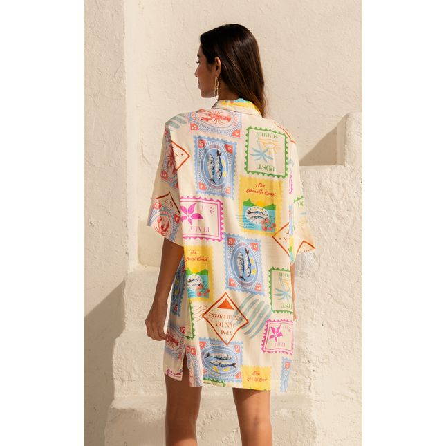 Camisa Manga Curta Viscose Além Mar SP1484BQ