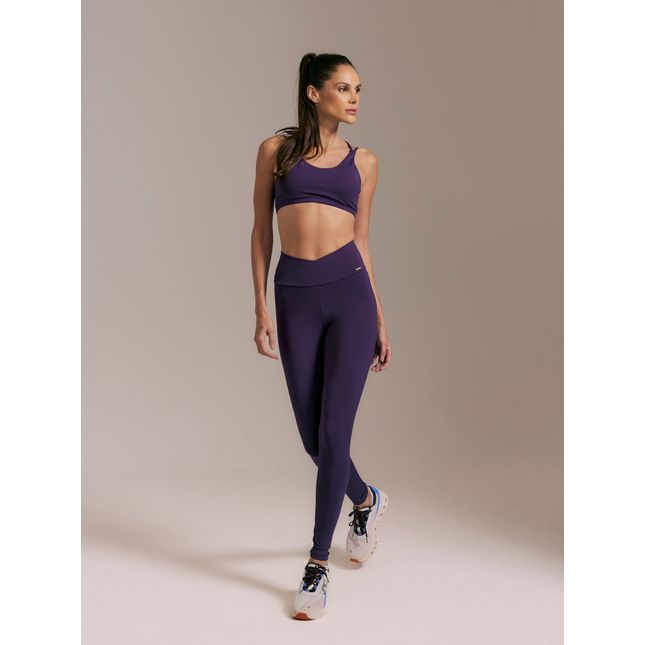 Top Fitness Detalhe + Calça Legging Detalhe Evolução Ameixa