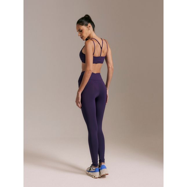 Top Fitness Detalhe + Calça Legging Detalhe Evolução Ameixa