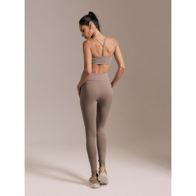 Top Fitness Detalhe + Calça Legging Detalhe Evolução Taupe