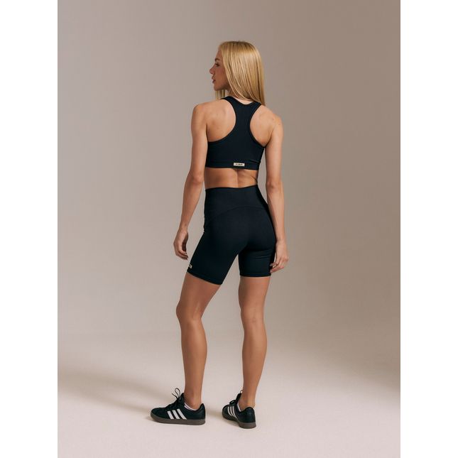 Top Fitness Canelado + Short Fitness Canelado Raízes Preto