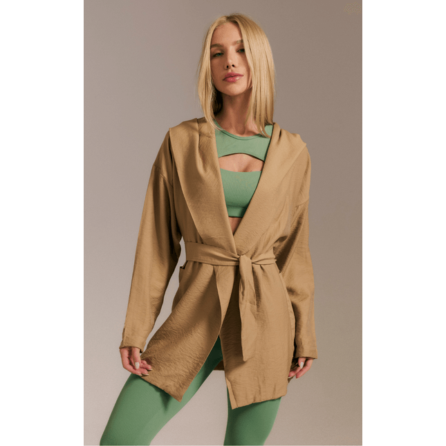 Casaco Amplo com Cinto e Capuz Raízes FT1293CS